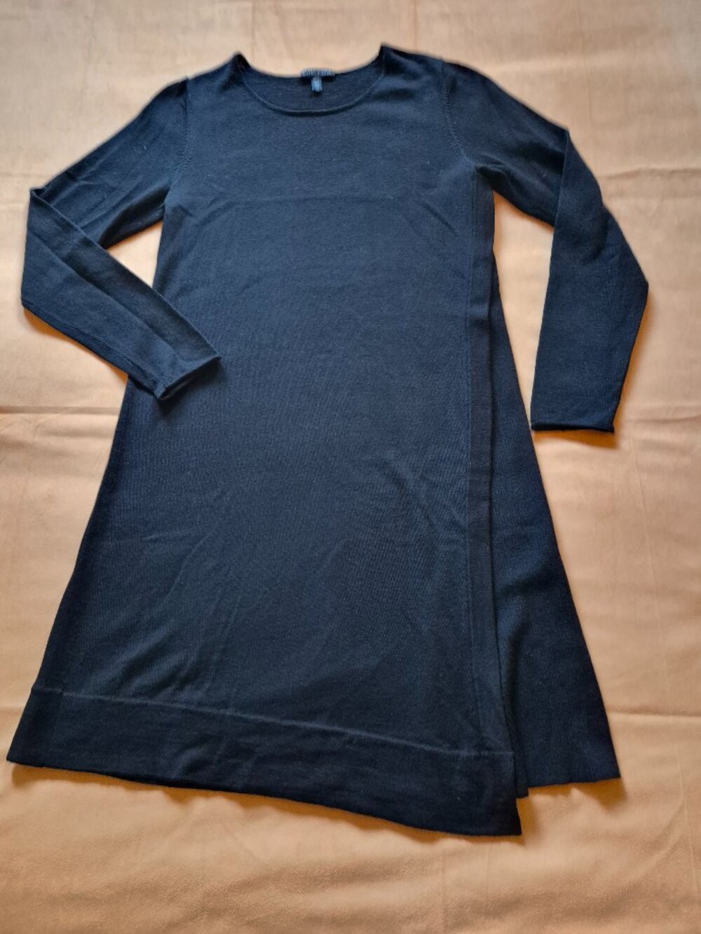 Eileen Fisher Merino Wool Dress Black Small Asymmetrical Fit